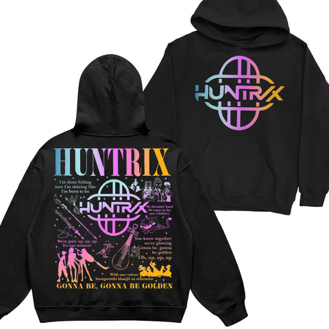 Huntrix Golden Lyric 2 Sides Graphic DTG Print Graphic Youth Shirt Sweatshirt Hoodie Unisex Saja Boy Kpop Hunter Fan Art