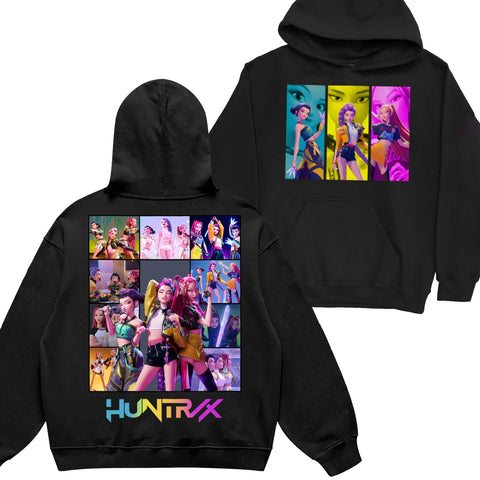 Colorful Huntrix Girl 2 Sides Graphic DTG Print Graphic Youth Shirt Sweatshirt Hoodie Unisex Saja Boy Kpop Hunter Fan Art
