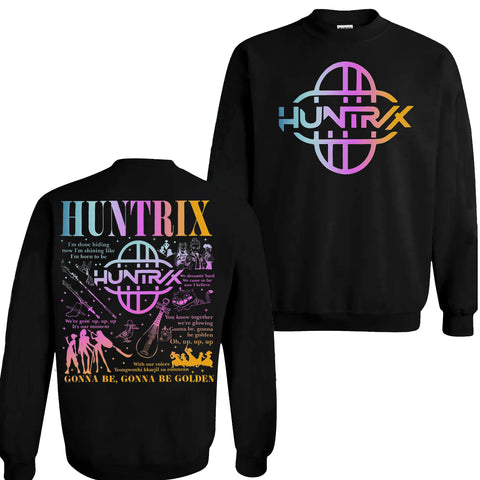 Huntrix Golden Lyric 2 Sides Graphic DTG Print Graphic Youth Shirt Sweatshirt Hoodie Unisex Saja Boy Kpop Hunter Fan Art