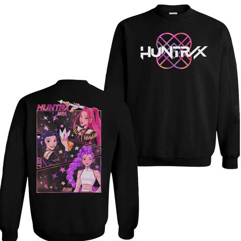 Pink Sparking Huntrix Girl 2 Sides Graphic DTG Print Graphic Youth Shirt Sweatshirt Hoodie Unisex Saja Boy Kpop Hunter Fan Art