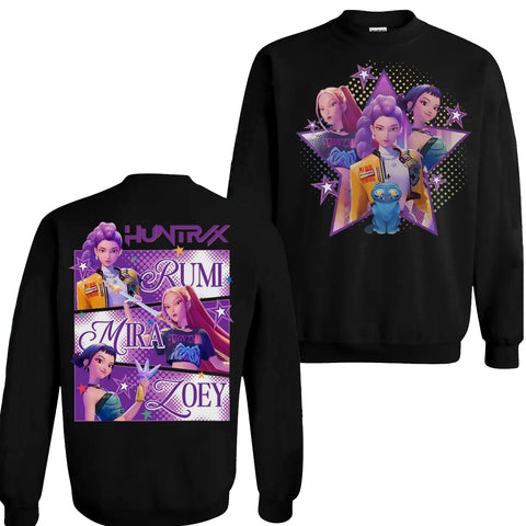Huntrix Girl 2 Sides Graphic DTG Print Graphic Youth Shirt Sweatshirt Hoodie Unisex Saja Boy Kpop Hunter Fan Art