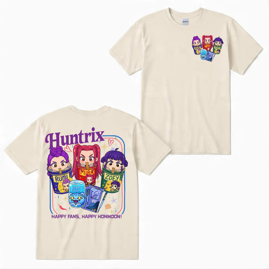 Ramen Huntrix 2 Sides Graphic DTG Print Graphic Youth Shirt Sweatshirt Hoodie Unisex Saja Boy Kpop Hunter Fan Art