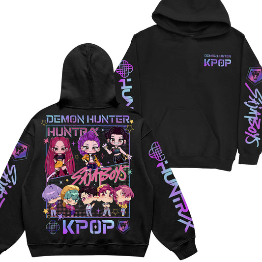 Limited Cute Saja Boy Huntrix Chibi Sleeves Youth Hoodie Sweatshirt Unisex Kpop Hunter Graphic Fan Art