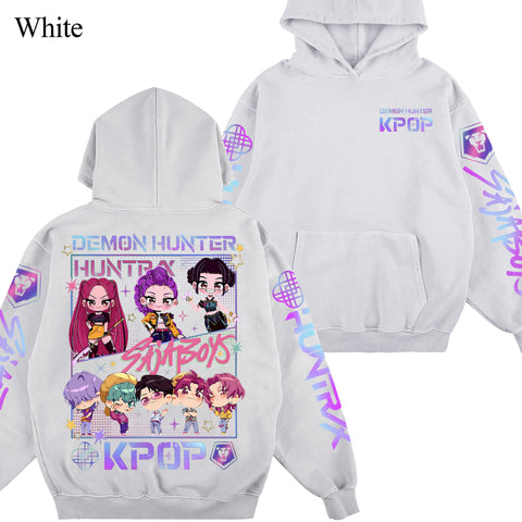 Limited Cute Saja Boy Huntrix Chibi Sleeves Youth Hoodie Sweatshirt Unisex Kpop Hunter Graphic Fan Art