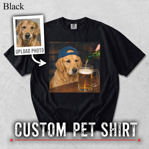 Comfort Colors Custom Pet Photo Seeing Beer Portrait Shirt