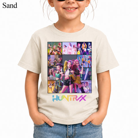 Colorful Huntrix Girl DTG Print Graphic Youth Shirt Sweatshirt Unisex Kpop Hunter Fan Art