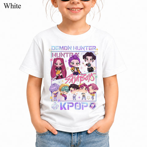 Cute Saja Boy Huntrix Chibi DTG Print Graphic Youth Shirt Sweatshirt Unisex Kpop Hunter Fan Art