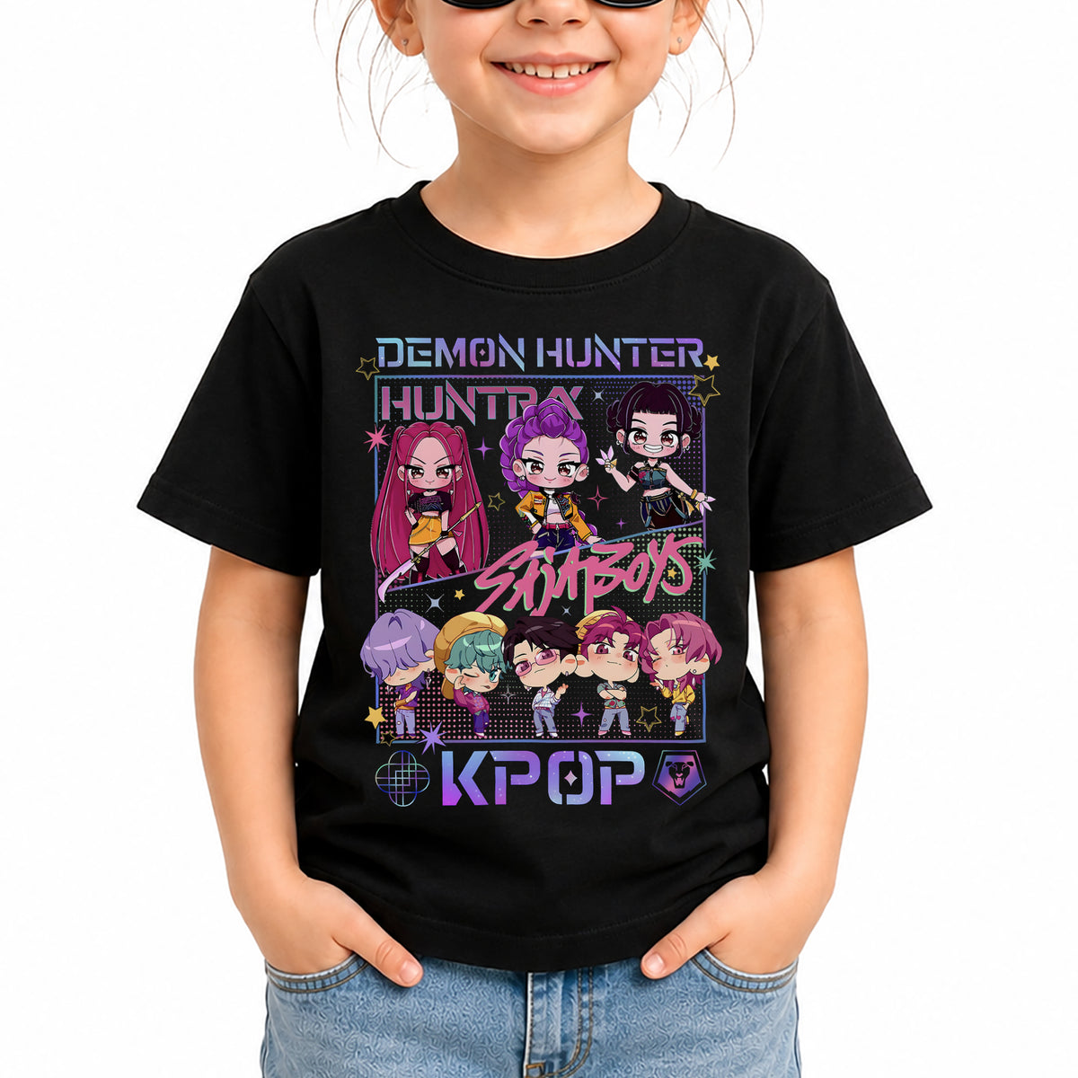 Cute Saja Boy Huntrix Chibi DTG Print Graphic Youth Shirt Sweatshirt Unisex Kpop Hunter Fan Art