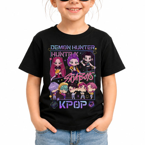Cute Saja Boy Huntrix Chibi DTG Print Graphic Youth Shirt Sweatshirt Unisex Kpop Hunter Fan Art