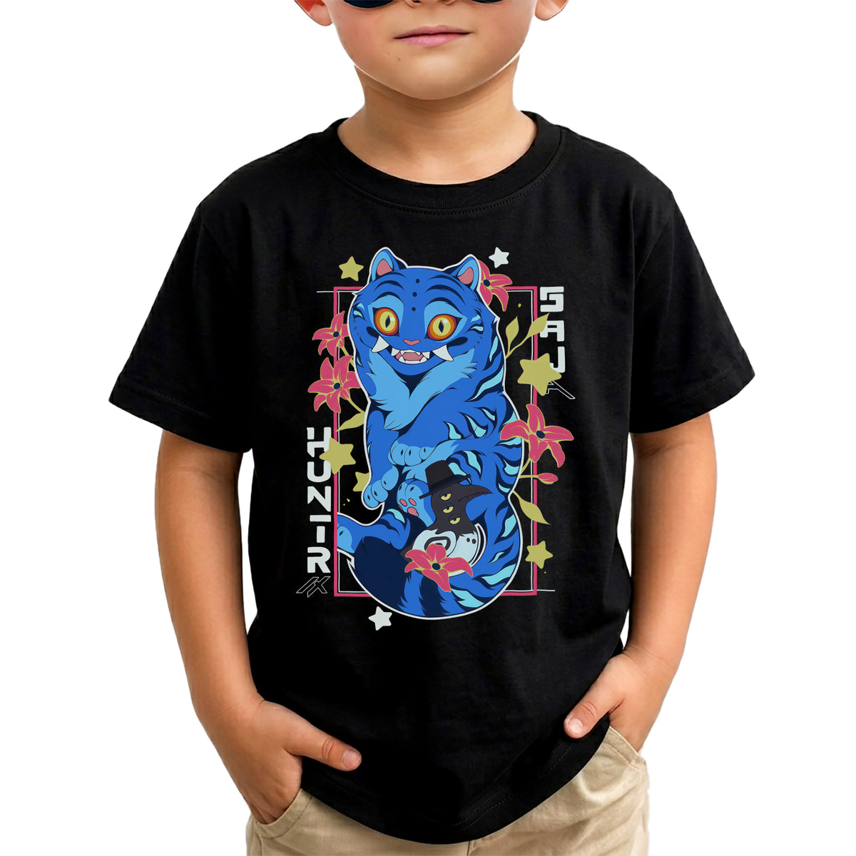 Cute Derpy Tiger And Bird DTG Print Graphic Youth Shirt Sweatshirt Unisex Kpop Hunter Fan Art