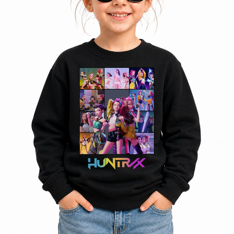 Colorful Huntrix Girl DTG Print Graphic Youth Shirt Sweatshirt Unisex Kpop Hunter Fan Art