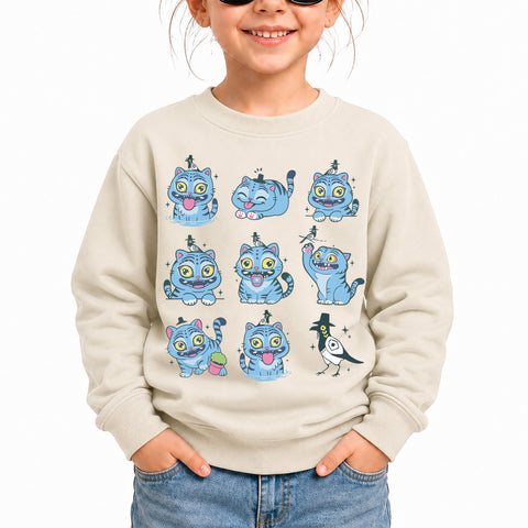 V3 Cute Derpy Tiger And Bird DTG Print Graphic Youth Shirt Sweatshirt Unisex Kpop Hunter Fan Art