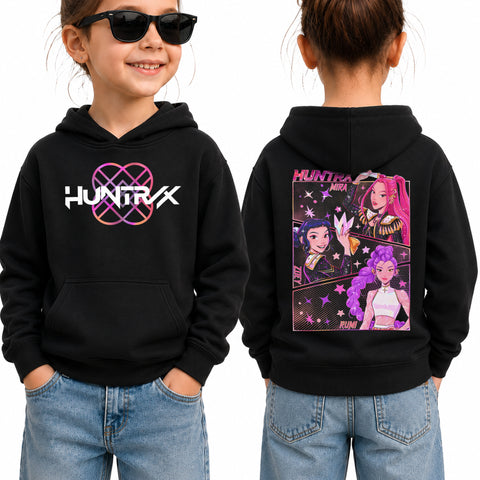 Pink Sparking Huntrix Girl 2 Sides Graphic DTG Print Graphic Youth Shirt Sweatshirt Hoodie Unisex Saja Boy Kpop Hunter Fan Art