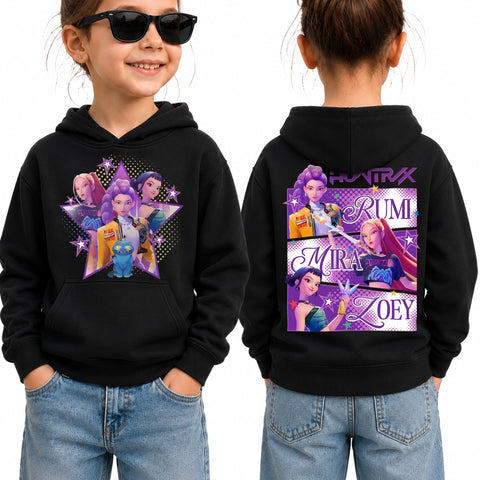 Huntrix Girl 2 Sides Graphic DTG Print Graphic Youth Shirt Sweatshirt Hoodie Unisex Saja Boy Kpop Hunter Fan Art