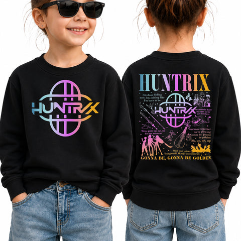 Huntrix Golden Lyric 2 Sides Graphic DTG Print Graphic Youth Shirt Sweatshirt Hoodie Unisex Saja Boy Kpop Hunter Fan Art