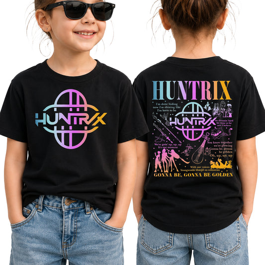Huntrix Golden Lyric 2 Sides Graphic DTG Print Graphic Youth Shirt Sweatshirt Hoodie Unisex Saja Boy Kpop Hunter Fan Art