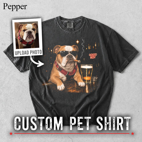 Comfort Colors Custom Pet Photo Cigar Beer Vintage Shirt